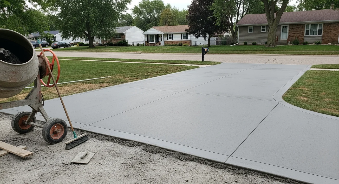 Finished concrete driveway at a residential home