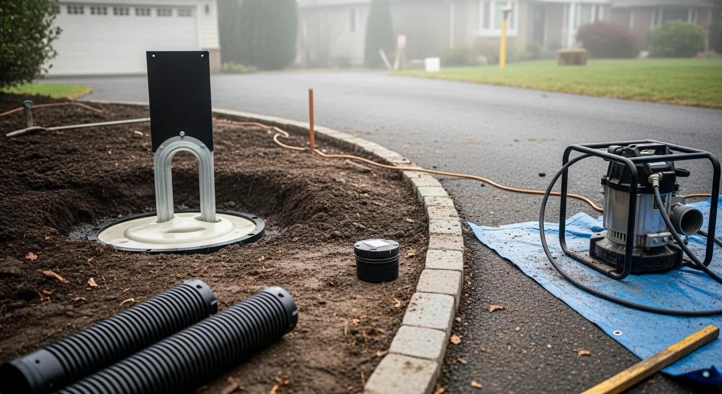 Drainage system installation in a residential yard