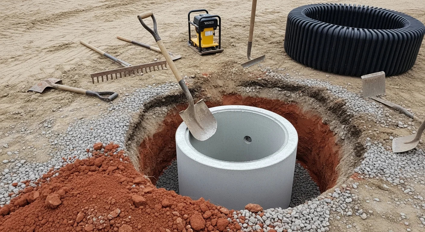 A newly installed catch basin with a metal grate set flush into a graded residential yard in Oxford, CT. Surface runoff channels toward the basin opening, with compacted soil and clean edges visible around the installation.